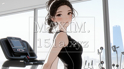 休日にジムで軽く運動する若い女性（シンプルな色使い） | 824191-16298
