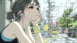 思案・反省・諦め；窓から流れ落ちる雨粒を見つめる若い女性 | 8242332-15326