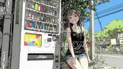 自動販売機で飲み物を購入する若い女性｜日常・ライフスタイル・屋外シーン | 8262255-17511