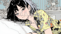 ベッドでくつろいでいる若い女性