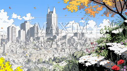 都市の町並みと青空 | 8276406-11582