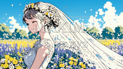 白いウェディングドレスを着ている花嫁：ジューンブライド | 828086-8798
