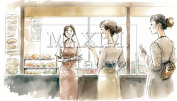 デパ地下の試食販売員とお客さん