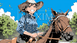 乗馬をしている若い女性