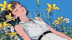 ユリの花と若い女性 | 8292799-9802