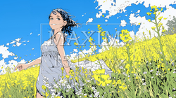 菜の花畑にいる若い女性 | 8322252-7754