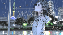 雨の中を傘をささずに歩く若い女性