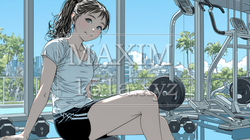 休日にジムで軽く運動する若い女性 | 8348135-16268