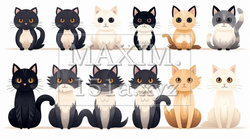 色々な猫のイラストのプリファレンスシート | 8348171-17842