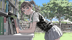 書店で本を選ぶ女子高生 | 835683-16071