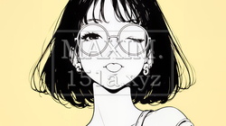 舌を出して陽気におどけている若い女性（シンプルな色使い）