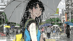 雨の日に傘をさして歩く若い女性｜8424029-8723