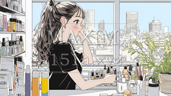 ドラッグストアでコスメを選ぶ若い女性 | 8390496-16087