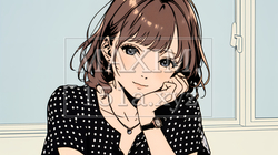 頬を赤らめて、照れ笑いする若い女性 | 8401881-14055