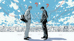 互いに相手の意見を十分に理解できないまま対話を続ける二人のビジネスマン｜8425505-8992