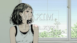 白い壁に向かって考え事をする若い女性