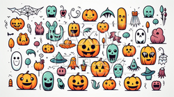 ハロウィンの手書き風アイコンのリファレンスシート | 843453-19089