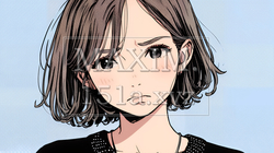 疑問や心配事、不快感、不満などを感じを感じて眉を潜めている若い女性 | 8435039-14703