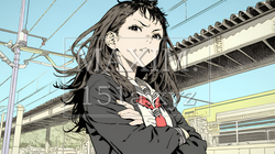 「ふん！」という表情でそっぽを向いている制服を着た女子高生｜8529333-13706