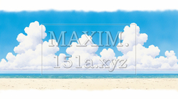 南国の海と白い砂浜と入道雲
