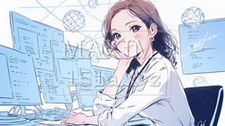 マーケティング・トレーディングデータなどの計量分析を行っている女性（シンプルな色使い） | 8445179-10655