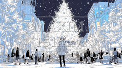 ホワイトクリスマスの都会の夜 | 8447924-6656