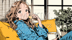 ポテトチップスをつまみながら、ひとりでビデオを観る若い女性 | 8448061-15868
