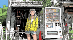 自動販売機で飲み物を購入する若い女性｜日常・ライフスタイル・屋外シーン | 8472455-17512