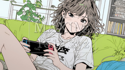 ビデオゲームで遊んでいる若い女性 | 847848-12414