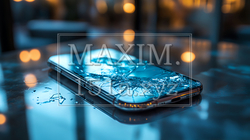 画面に危機的なヒビの入ったスマートフォン | 8481384-8332