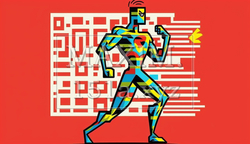 人間版QRコード（QRコードみたいに平板な人）：AI・デジタル思考人間 | 8493104-4157