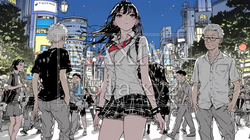 夜の繁華街をぶらついている女子高生