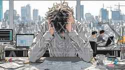 仕事で行き詰まって頭を抱えている男性