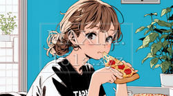 ピザを食べている若い女性 | 8509286-9189