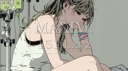 病院のベッドに腰掛けて気落ちしている女性 | 8510605-10992