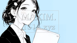 書類を確認するビジネスウーマン（シンプルな色使い） | 8516737-13182