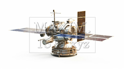 人工衛星（白背景イメージ絵）精緻CG
