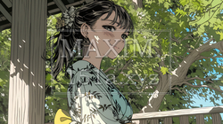 浴衣姿で夕涼みをしている若い女性 | 852281-16312