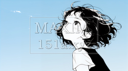 ぼんやり空を見上げている若い女性（シンプルな色使い） | 8525554-15010