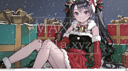 クリスマスファッションの若い女性