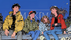 夜の街でたむろっているティーンエージャーたち｜8538093-11868