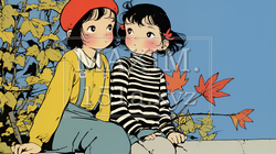 紅葉と双子の女子