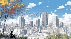 都市の町並みと青空 | 8544055-11573