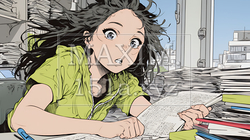 資料を見て驚いている若い女性