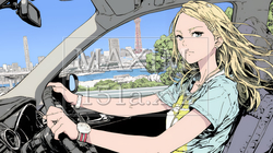 自動車を運転する若い女性｜爽やかで自然なドライブ風景のイラストポートレート｜8854747-18088