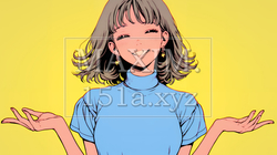 両手を広げて歓迎・驚きの仕草をしている若い女性