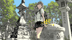 墓参りをしている若い女性 | 8575288-11616