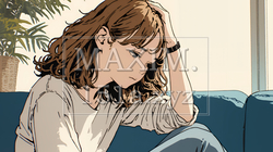 腹痛（生理痛）に苦しむ若い女性 | 8576354-15187