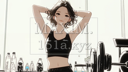 休日にジムで軽く運動する若い女性（シンプルな色使い） | 8582602-16290