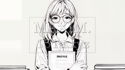 書類を確認するビジネスウーマン（シンプルな色使い） | 8582614-13184
